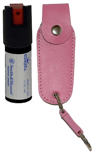 S&W Pepper Spray 1203P Pepper Spray OC Pepper Range 10 ft 0.50 oz Pink Includes Holster/Keychain