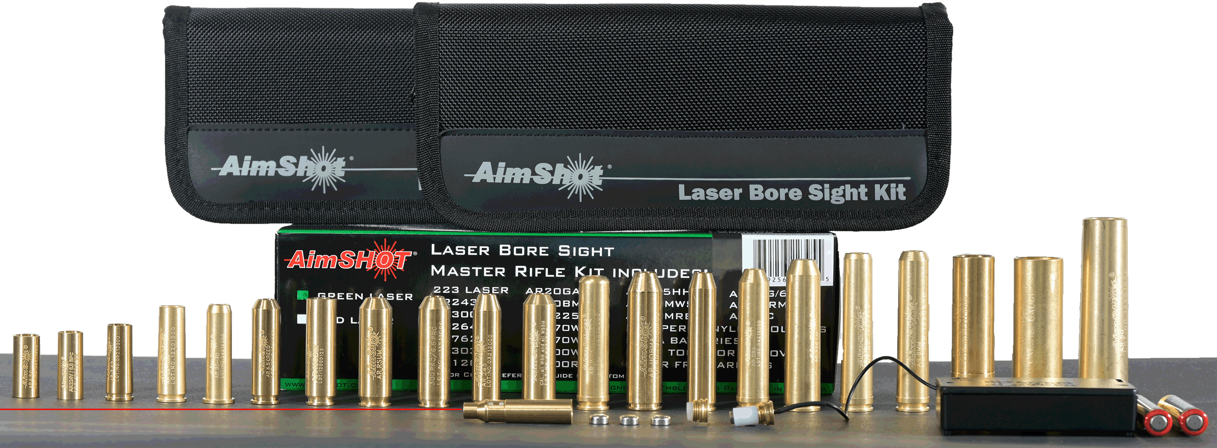 AimShot Master Kit Multi Caliber Bore Sight 650nm Laser for Rifles