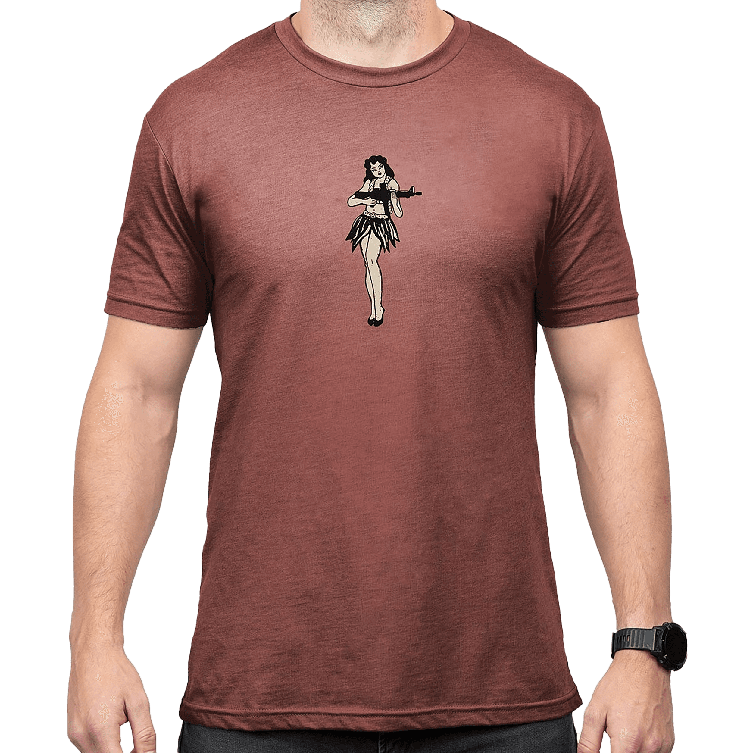 HULA GIRL CVC T-SHIRT 2XL REDROCK HEATHER