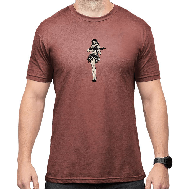 HULA GIRL CVC T-SHIRT 2XL REDROCK HEATHER