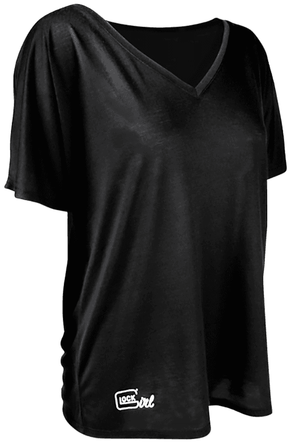 Glock AP960353 Glock Girl Relaxed Black Pre-Shrunk Cotton Short Sleeve V-Neck XL