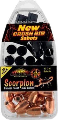 Harvester Muzzleloading Scorpion Funnel Point MAG Bullets 50 Cal. Sabot 260 gr .451 Funnel Point Mag Bullet 20/pk