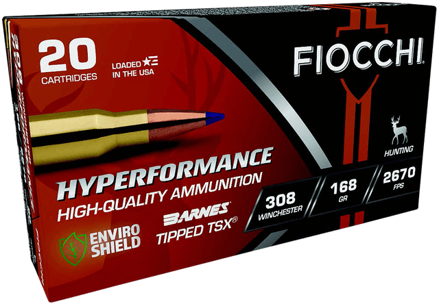 Fiocchi Hyperformance Hunt 308 Winchester Barnes Tipped Tsx 168 Grain 20 Rounds