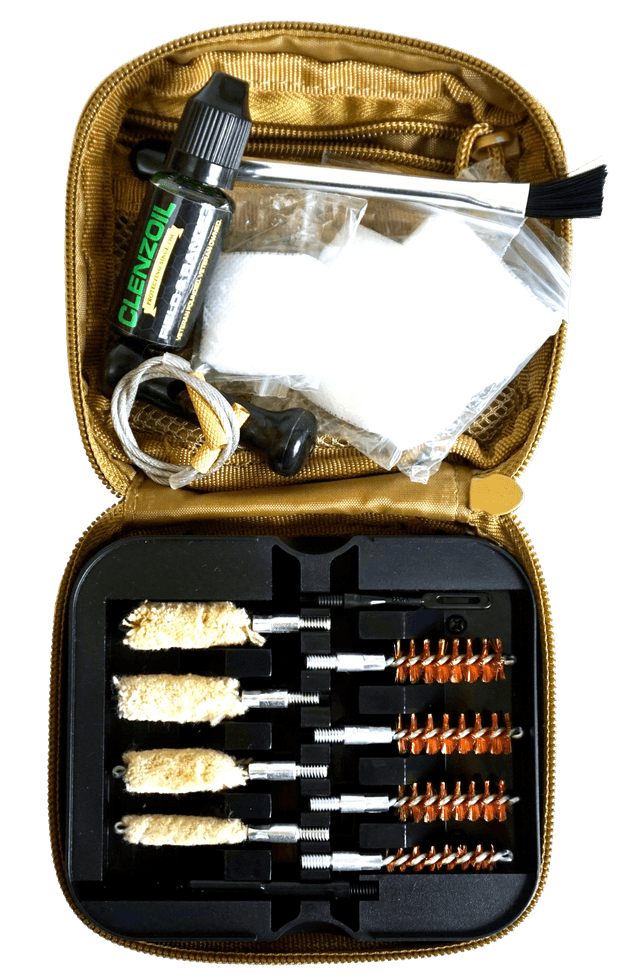Clenzoil 2076 Field & Range Cleaning Kit Multi-Caliber Pistol/17 Pieces Tan
