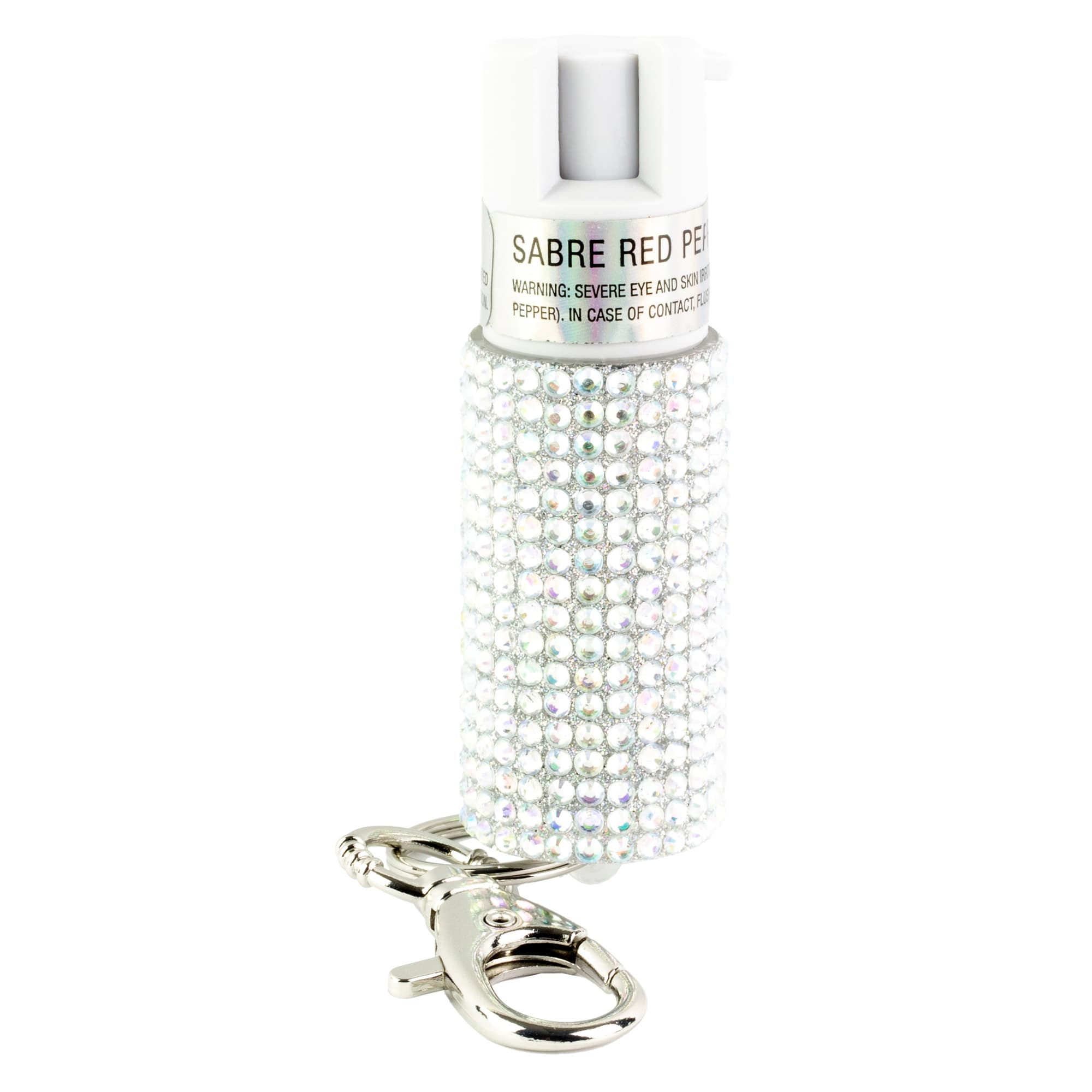 Sabre Jeweled Pepper Spray with Snap Clip Silver