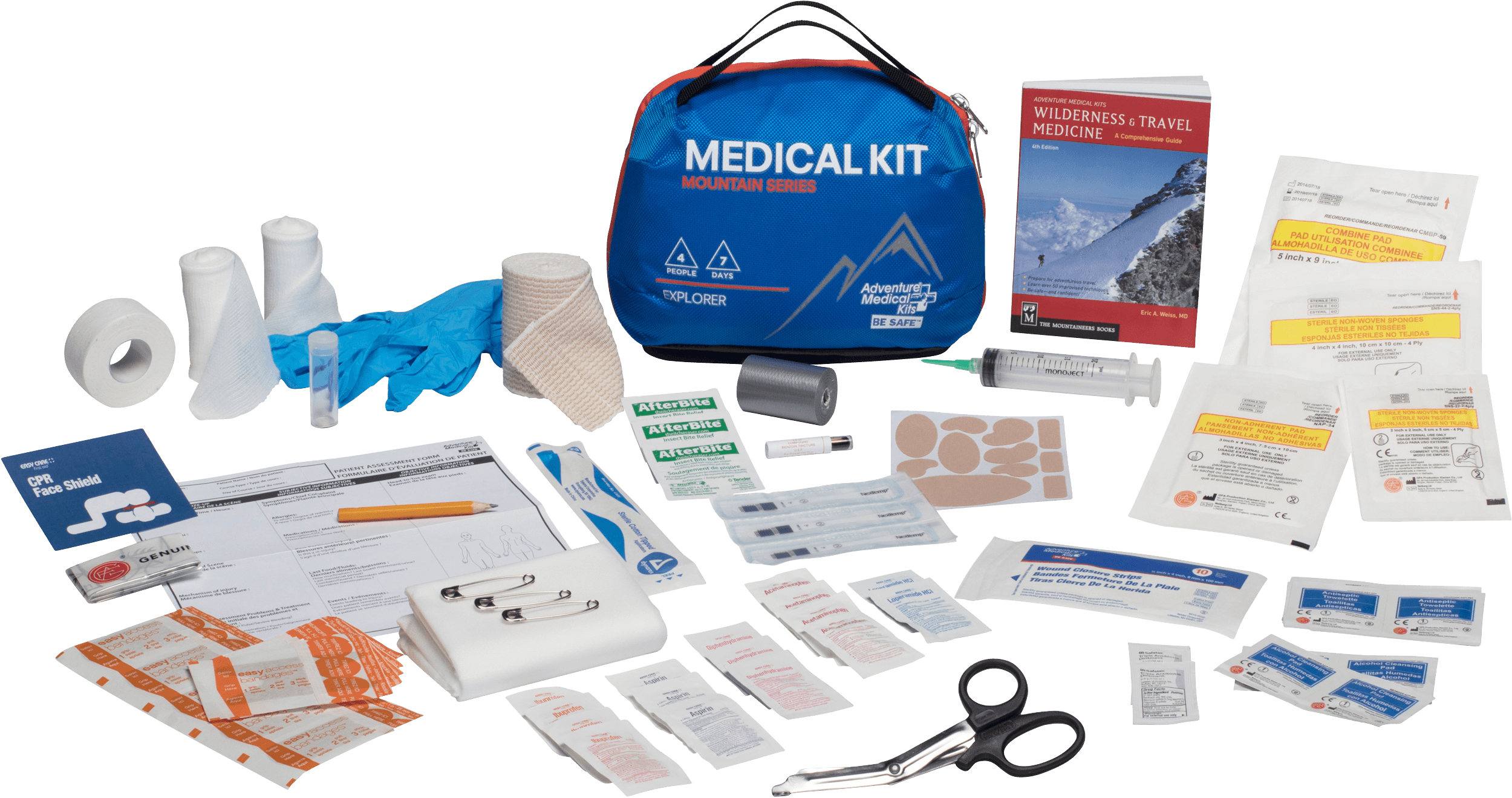 Adventure Medical Kits 01001005 Mountain Explorer Medical Kit Treats Injuries/Illnesses Water Resistant Blue