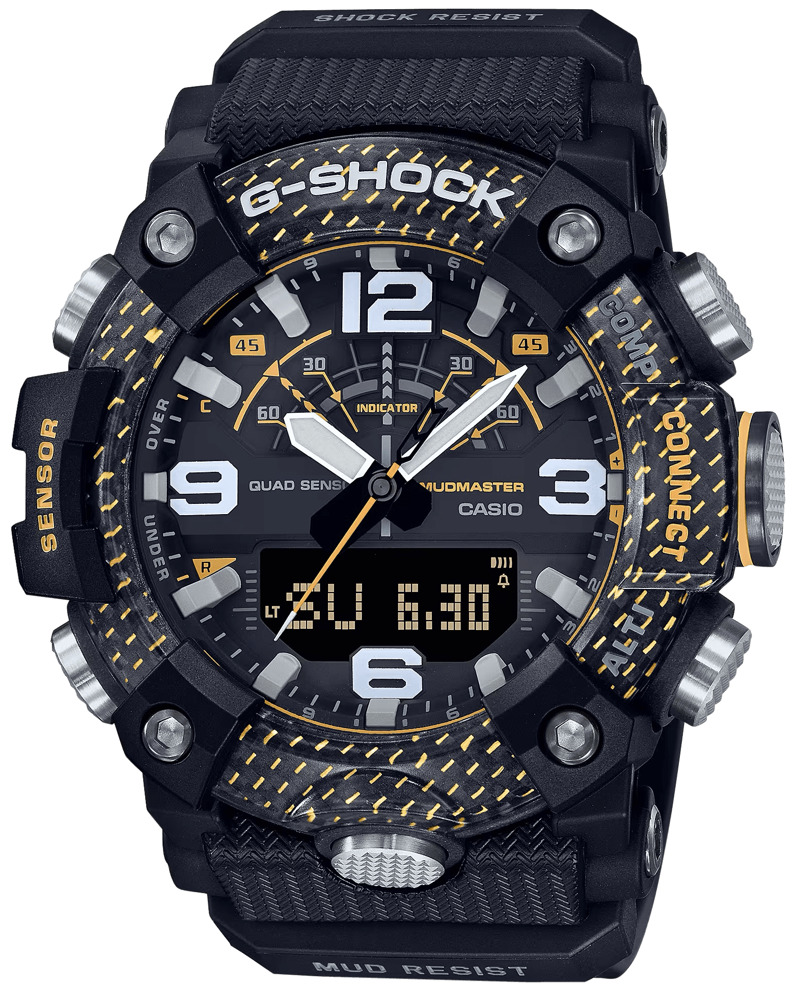 G-shock/vlc Distribution GGB100Y1 G-Shock Tactical MudMaster Keep Time Black/Yellow Size 145-215mm Features Digital Compass