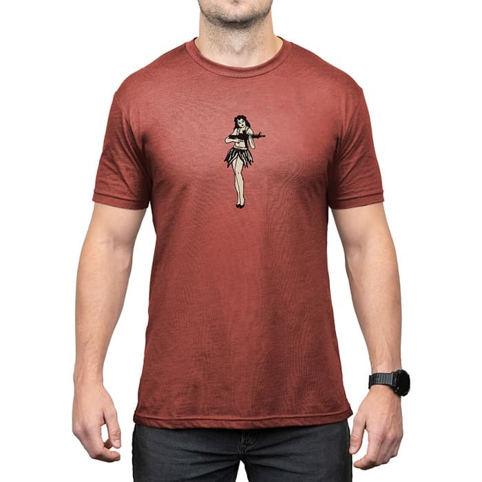 HULA GIRL CVC T-SHIRT LG REDROCK HEATHER