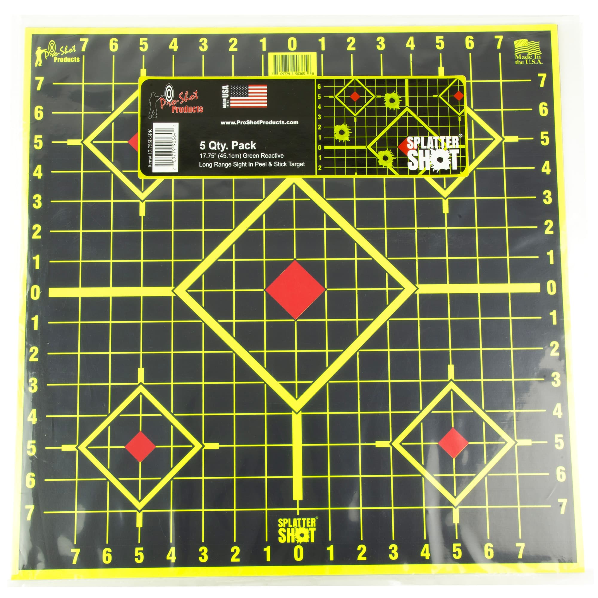 Pro-Shot 1775SI5PK SplatterShot Sight-In Self-Adhesive Paper Black/Green 17.75" 5-Diamond 5 Pack