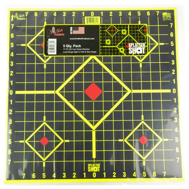 Pro-Shot 1775SI5PK SplatterShot Sight-In Self-Adhesive Paper Black/Green 17.75" 5-Diamond 5 Pack