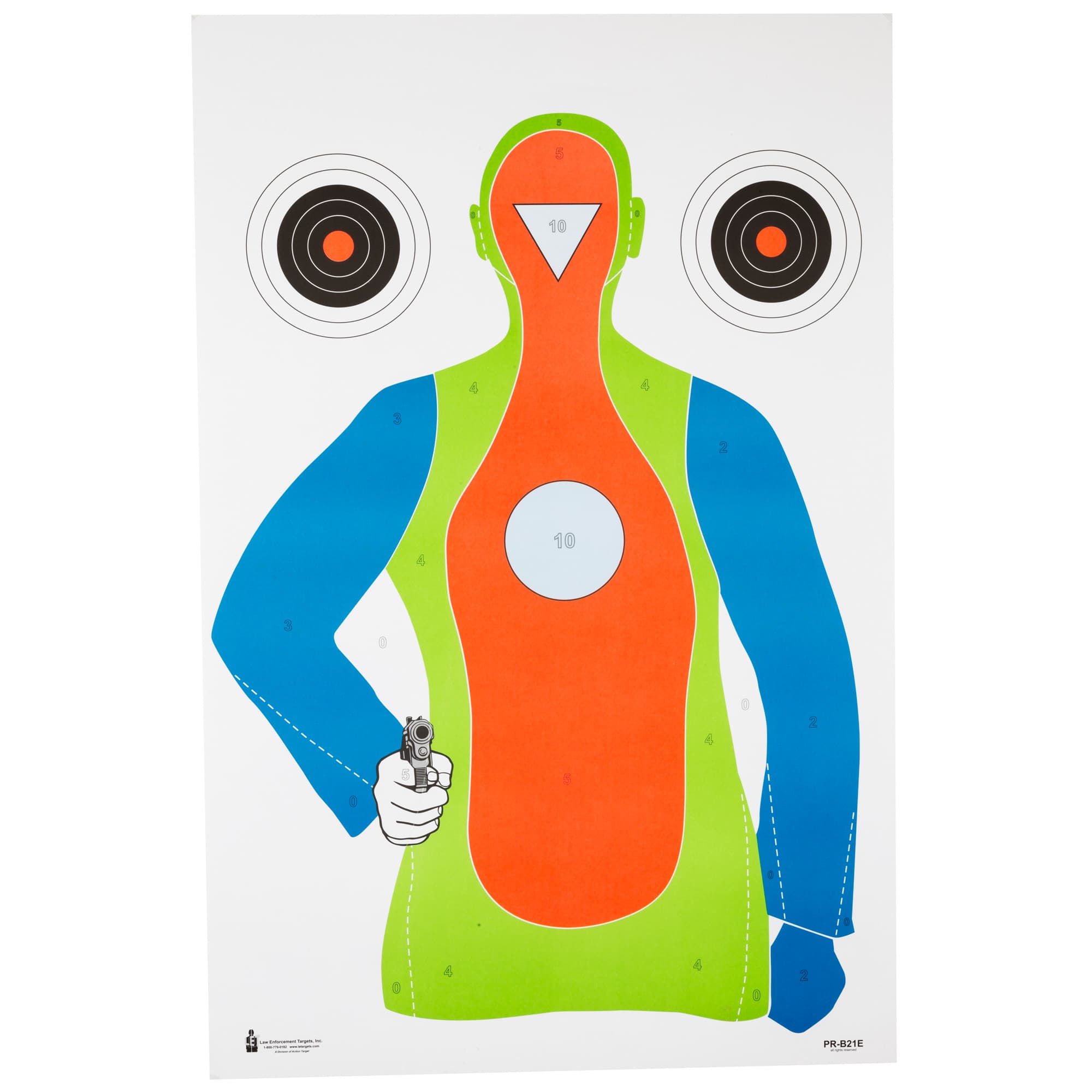 Action Target PRB21E100 Qualification High Visibility Fluorescent Silhouette Paper Hanging 23" x 35" Multi-Color 100 Per Box