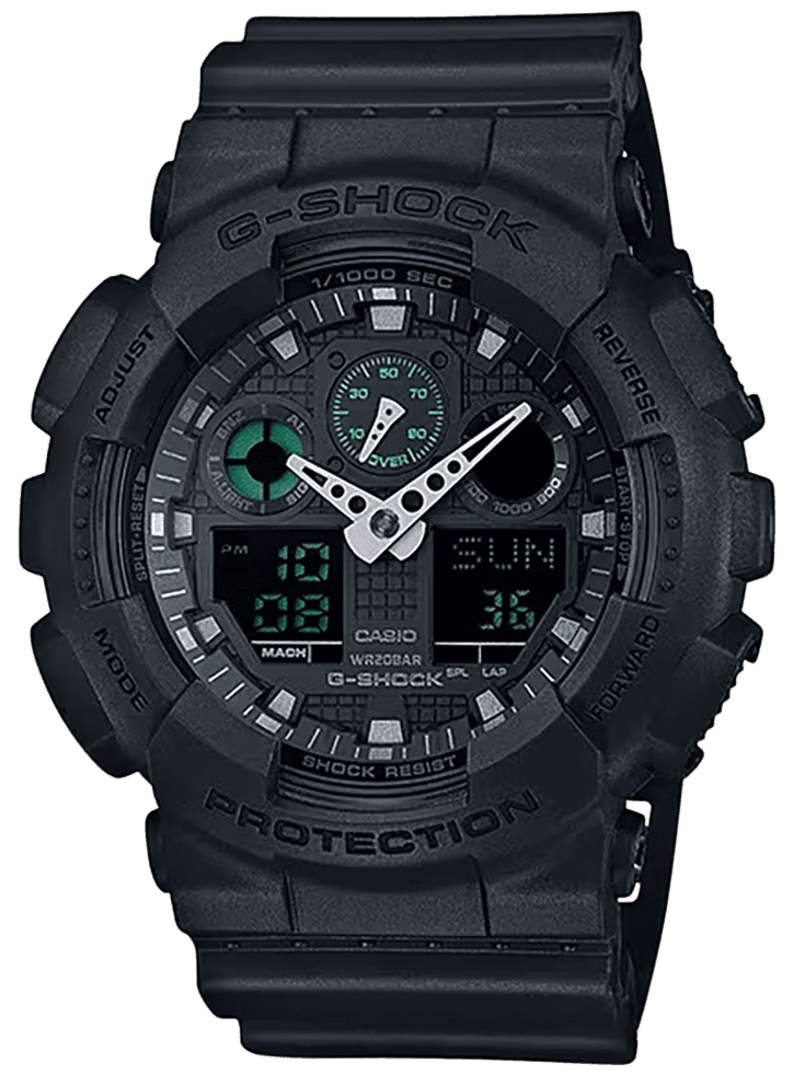 G-shock/vlc Distribution GA100MB1ACR G-Shock Tactical Black Stainless Steel Bezel 145-215mm