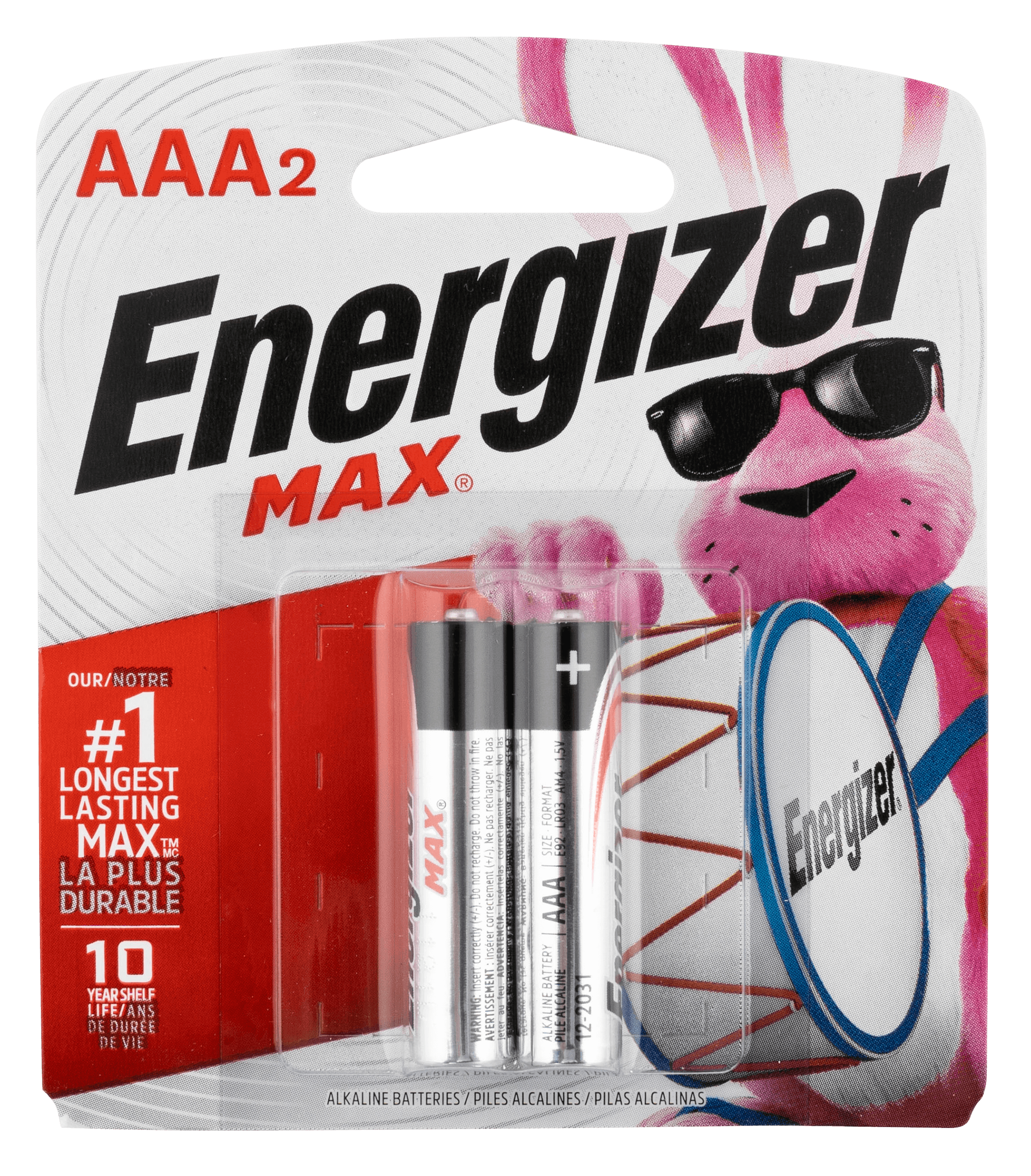 Energizer E92BP2 AAA Max Black/Silver 1.5V Alkaline Qty (2) Single Pack