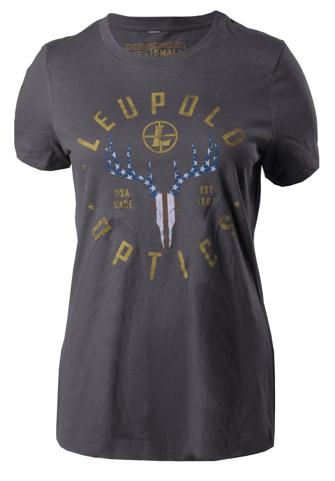Leupold 179151 American Whitetail Women's Gray Cotton/Polyester Short Sleeve Large
