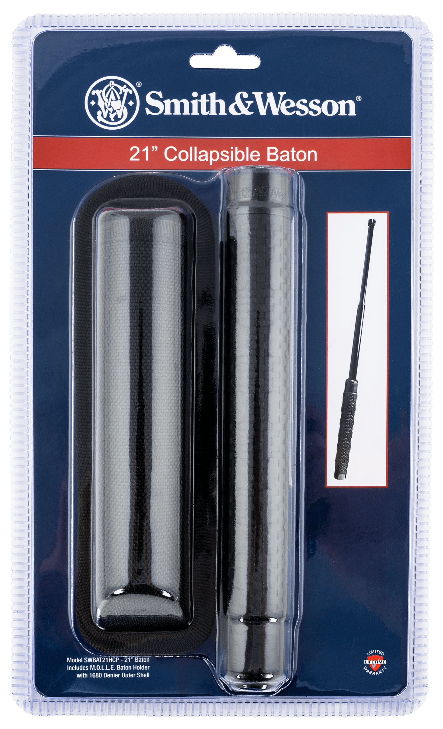 Smith & Wesson Knives SWBAT21HCP Baton  21" Collapsible Black TPR Handle