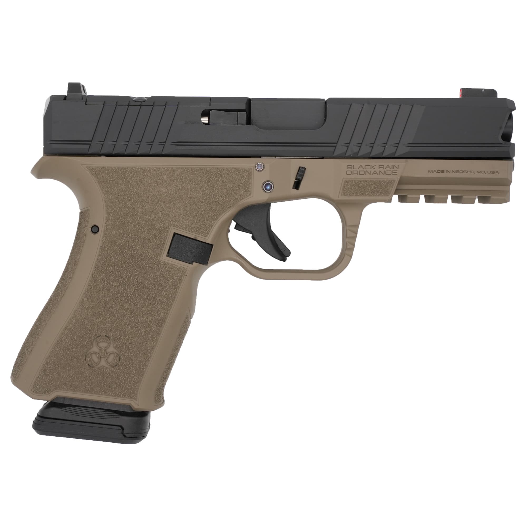 Black Rain Ordnance FL9MMFDEBLK   Compact Frame 9mm 15+1 4" Stainless Steel Slide
