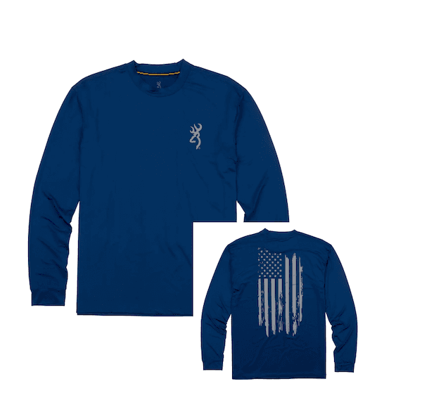 BRN SHT,SUN,LS,NAVY/FLAG,M