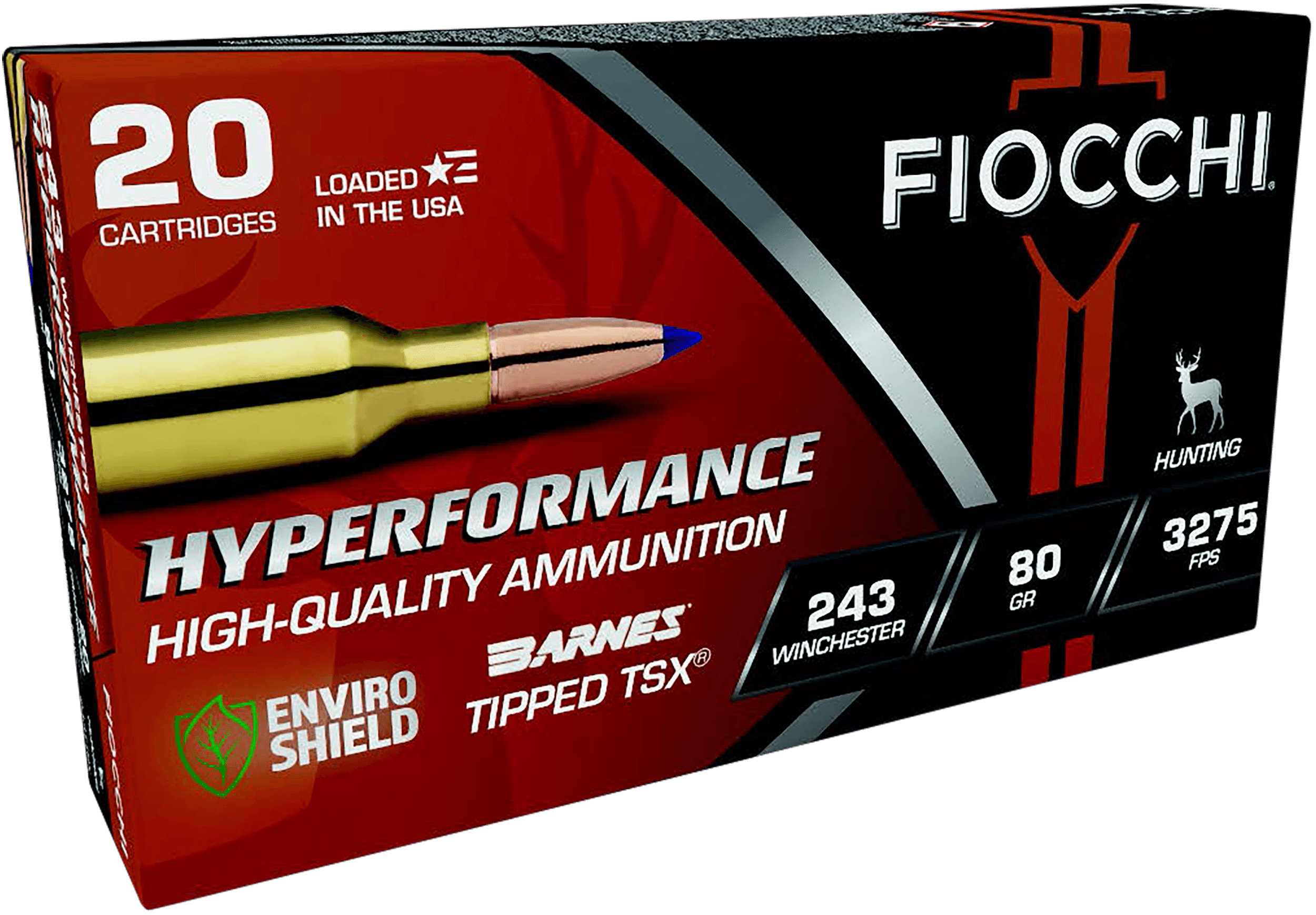 Fiocchi Hyperformance Hunt 243 Winchester Barnes Tipped Tsx 80 Grain 20 Rounds