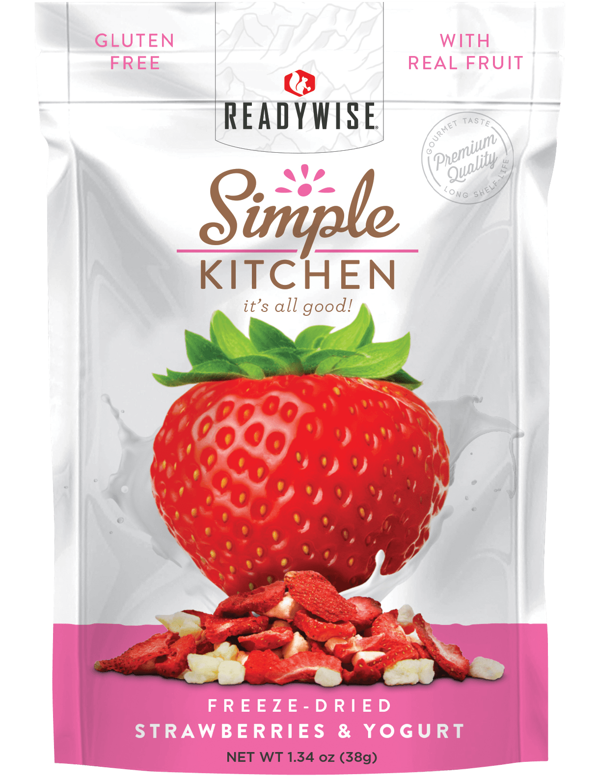 ReadyWise SK05913 Simple Kitchen Freeze Dried Fruit Strawberry Yogurt Tart 1 Serving Pouch 6 Per Case