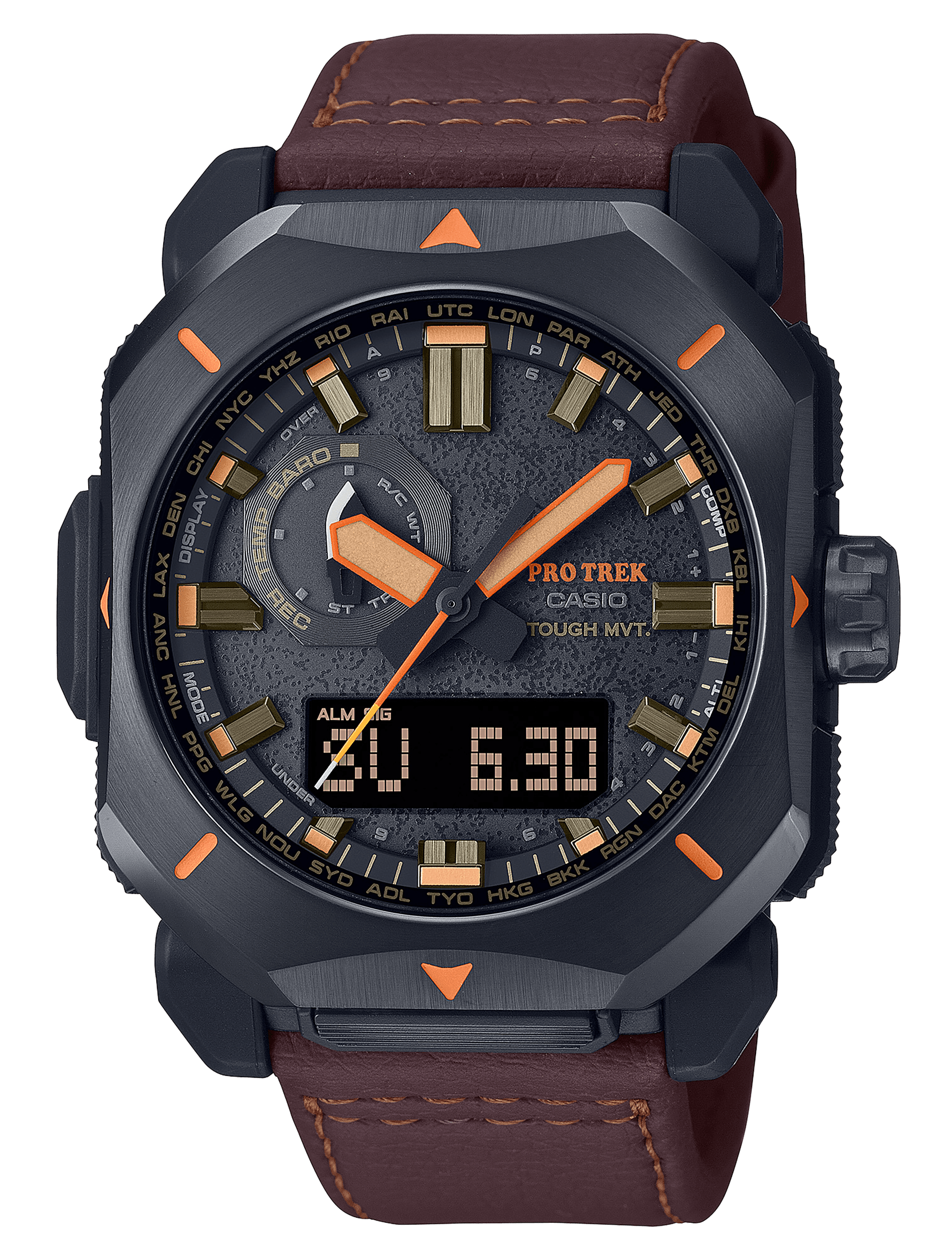 G-shock/vlc Distribution PRW6900YL5 Casio Pro Trek Black/Brown Size 145-215mm Features Digital Compass