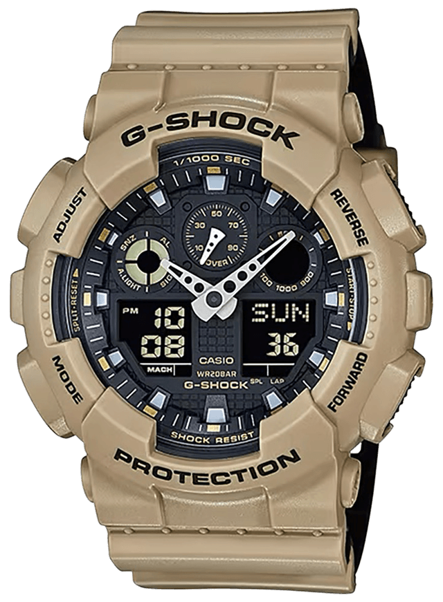G-shock/vlc Distribution GA100L8A G-Shock Tactical Brown Stainless Steel Bezel 145-215mm
