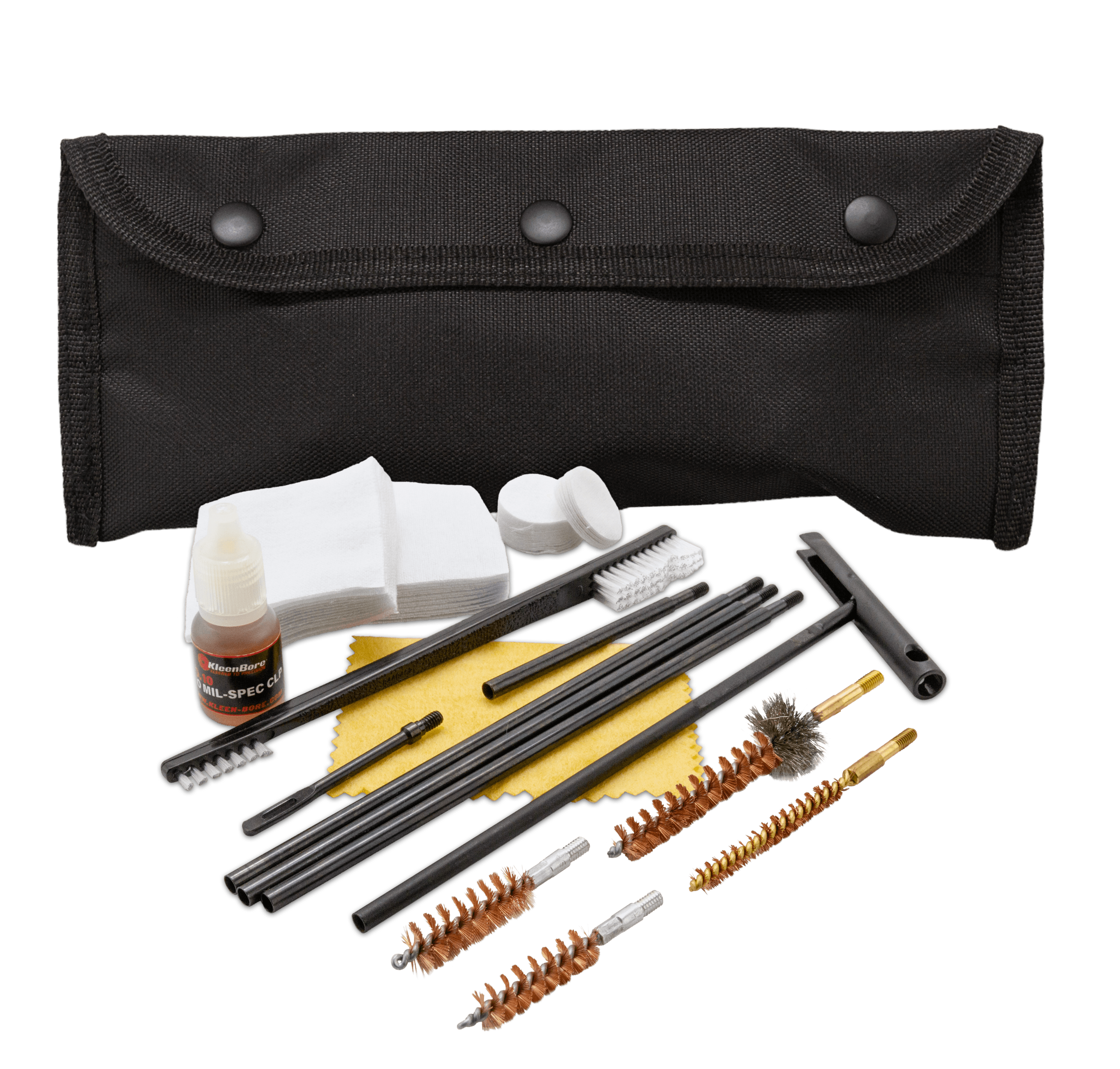 KleenBore POU301B All Caliber Cleaning Kit Handgun/Rifle Bronze/Nylon Bristles Nylon Case