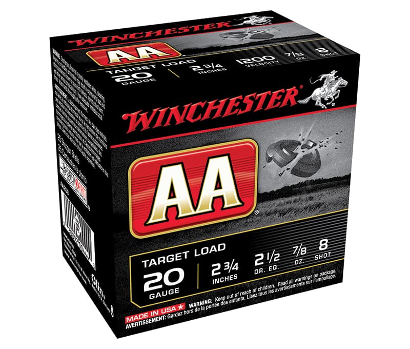 Winchester AA Target 20 Gauge 7/8 Ounce #8 Shot 25 Rounds