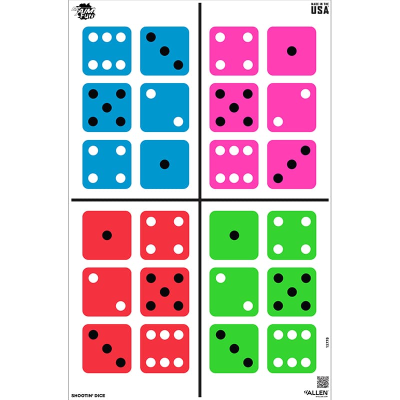 EZ AIM 23X35 PAPER TGT FUN SHOOT DICE 3PK MULTI