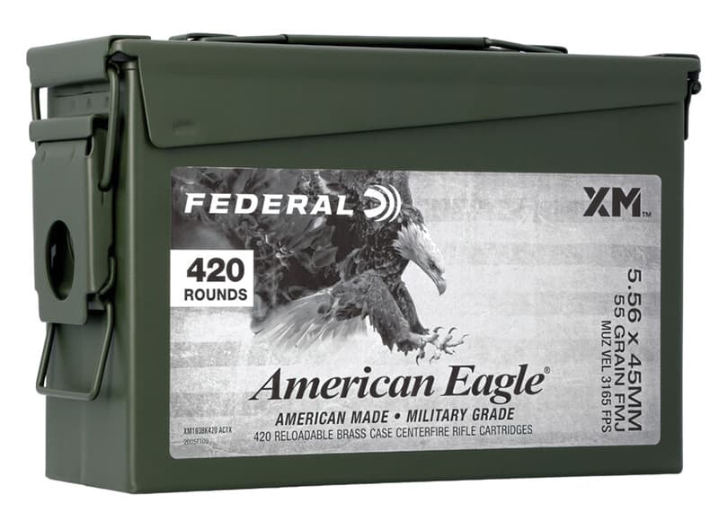 Federal Lake City 5.56x45mm NATO Full Metal Jacket Boat Tail 55 Grain 420 Rounds