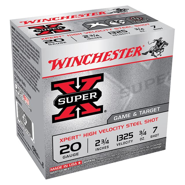 Winchester SuperX 20 Gauge 2.75" 3/4 Ounce High Velocity Lead #7 Shot 250 Rounds