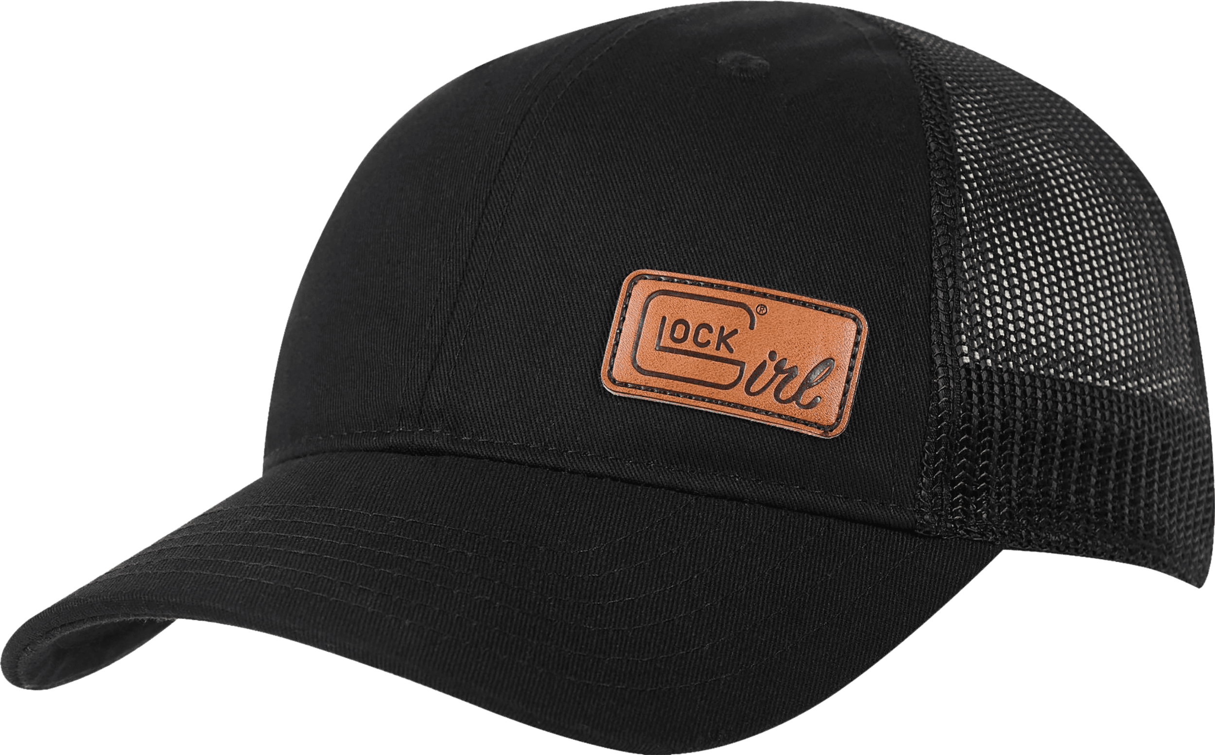 Glock AP96239 Ponytail Hat Black Leather Glock Girl Patch