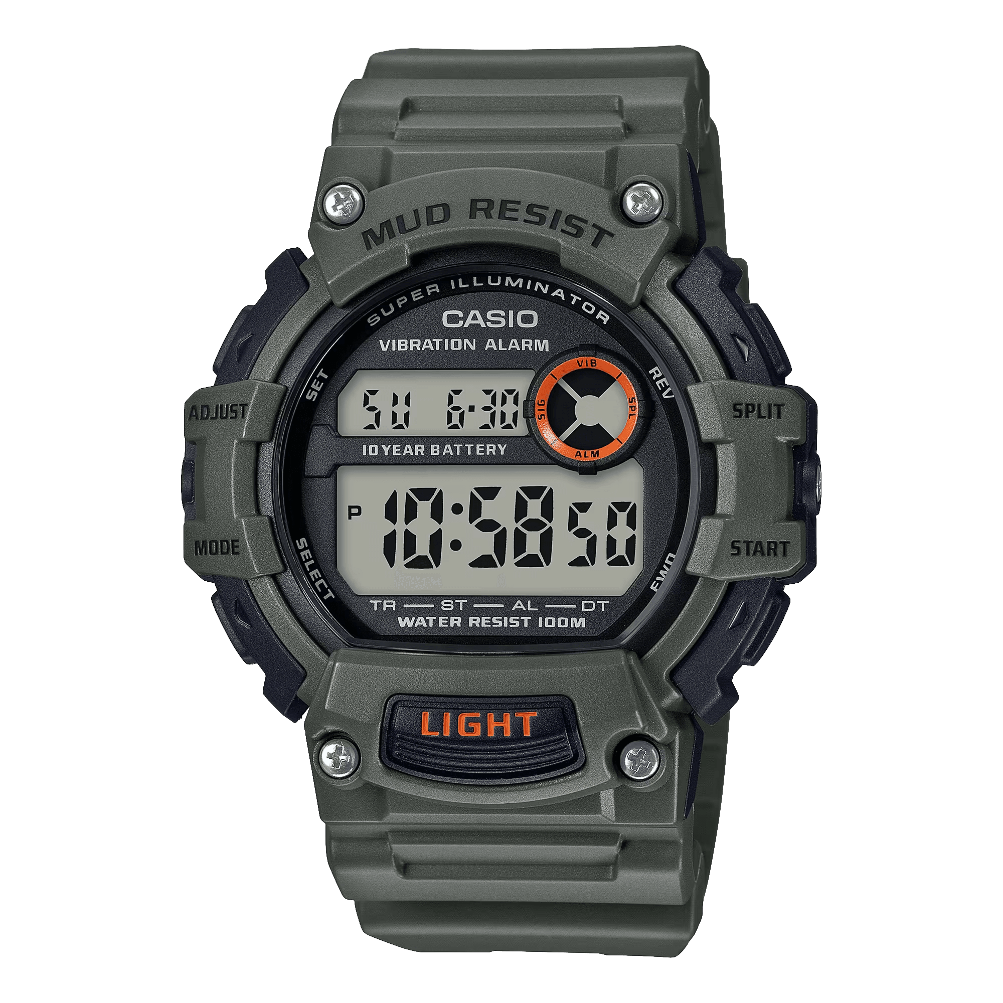 Mud-Resistant Digital Watch w/ Vibration Alarm - TRT110H-3AV