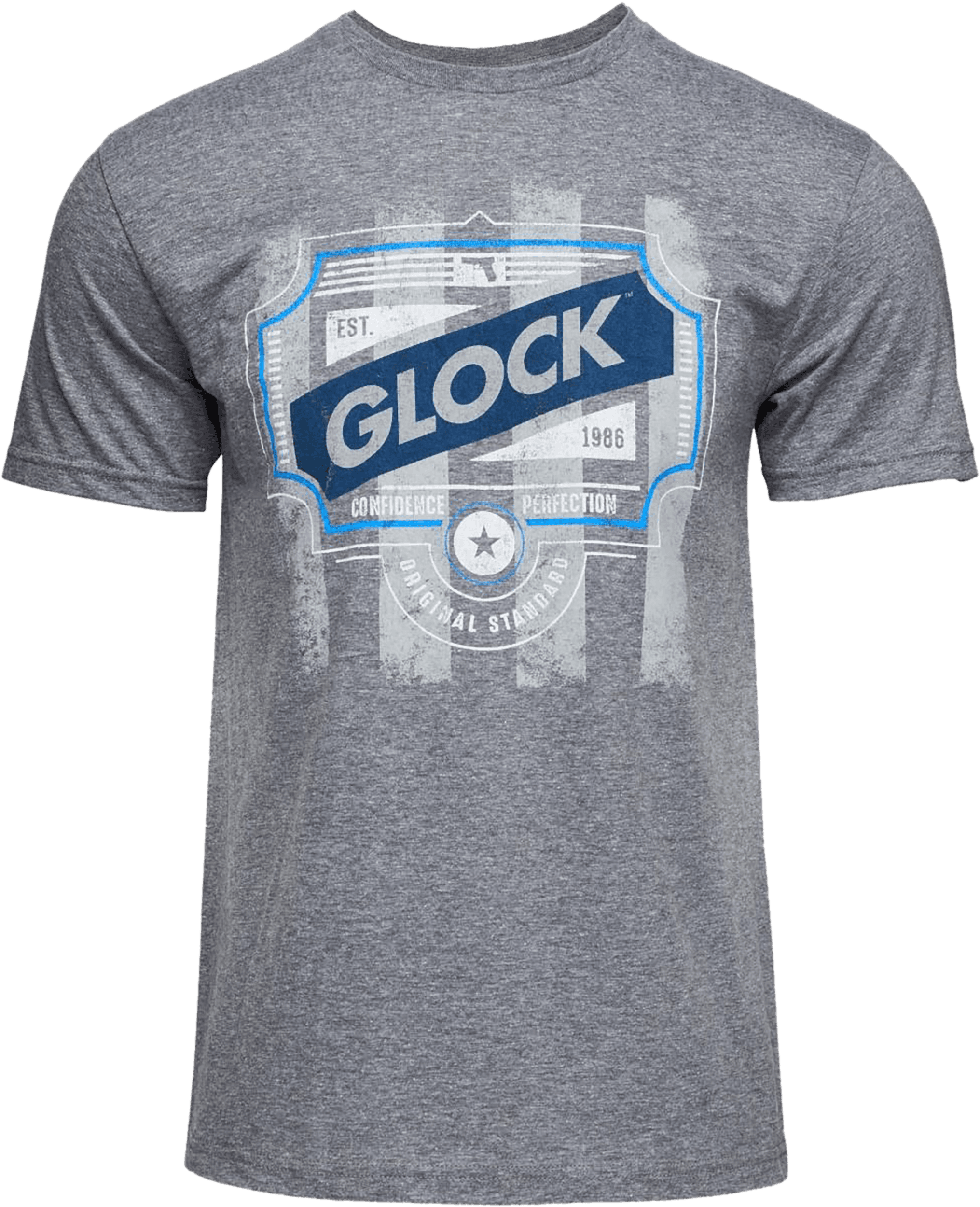 Glock AP96210 Blue Line Tee  Gray Ringspun Cotton/Polyester Short Sleeve 3XL