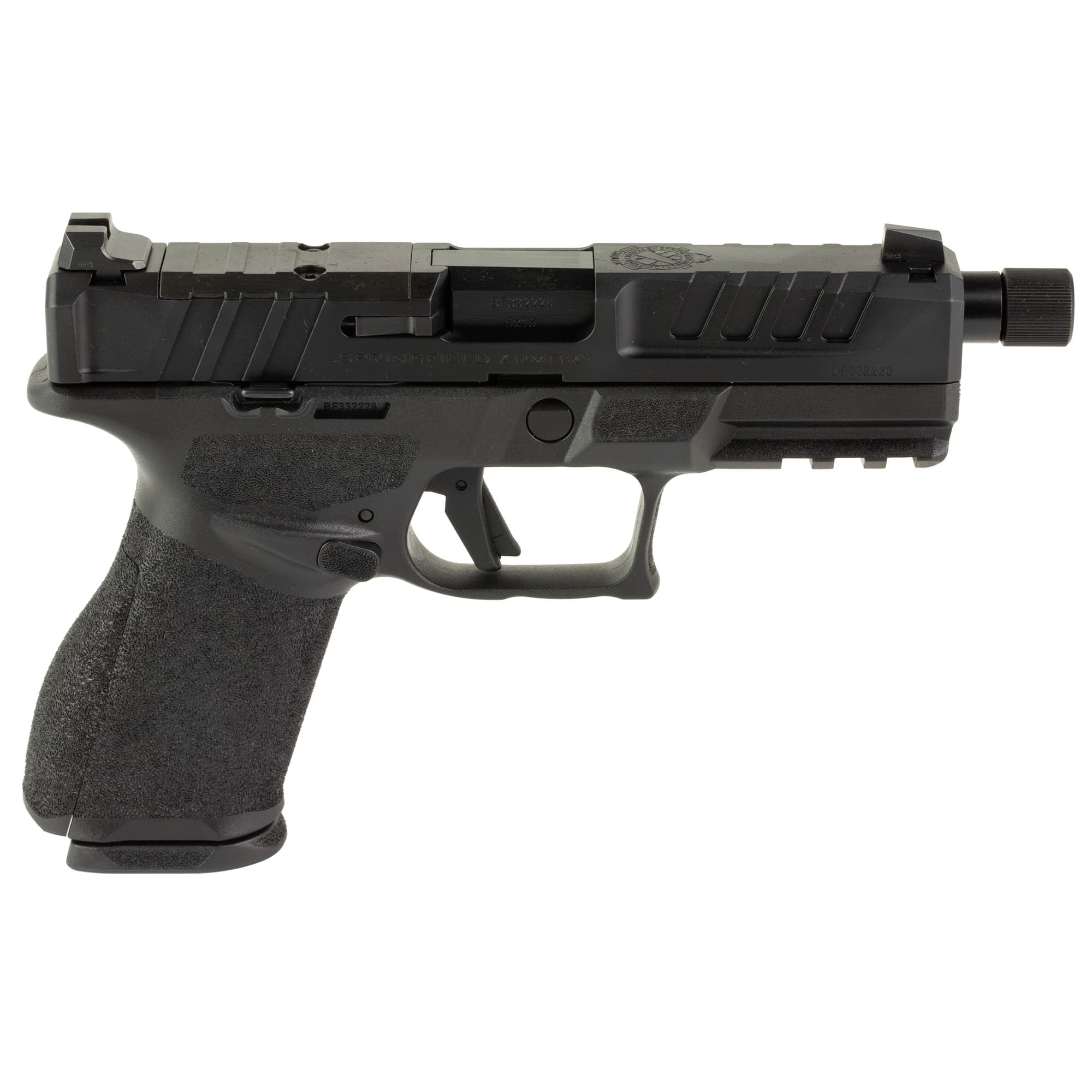 Springfield Armory ECT9409B3D Compact 9mm Luger 18+1 4.70" Black Melonite Threaded Barrel, Black Melonite Optic Ready/Serrated Steel Slide, Black Polymer Frame w/Picatinny Rail, Black Polymer Grip