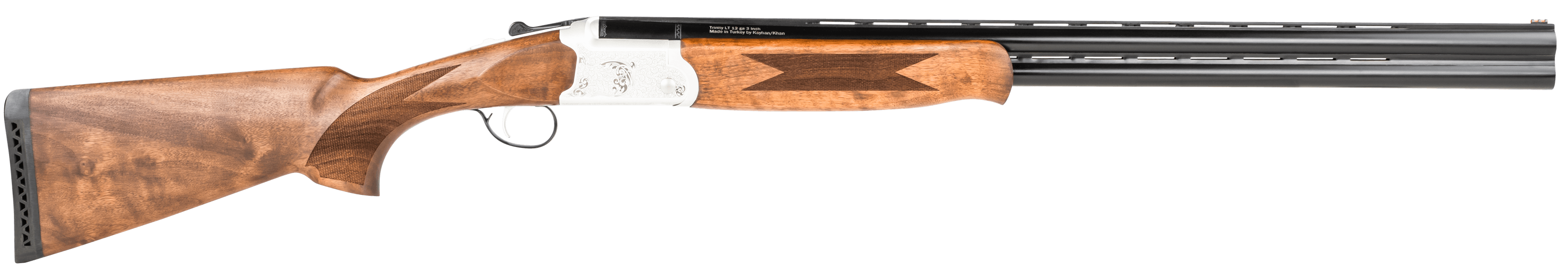 TriStar 33112 Trinity LT O/U 12 Gauge 28" 2rd 3" Silver Engraved Aluminum Rec Turkish Walnut Stock (Full Size) Includes 5 MobilChoke