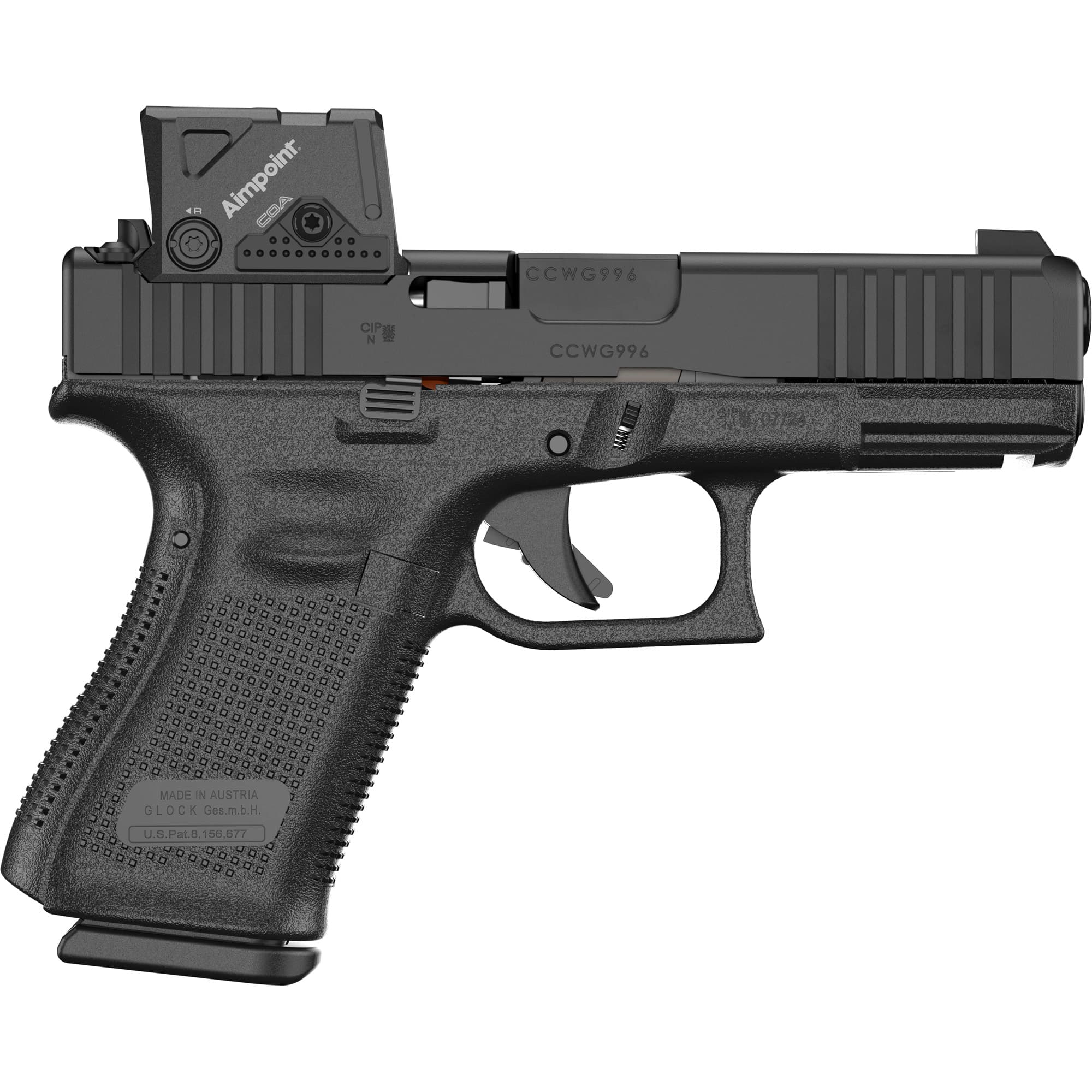 Glock G19 Gen5 A-Cut 9mm Luger 4.02in 10rd COA Red Dot Sight Gray Finish