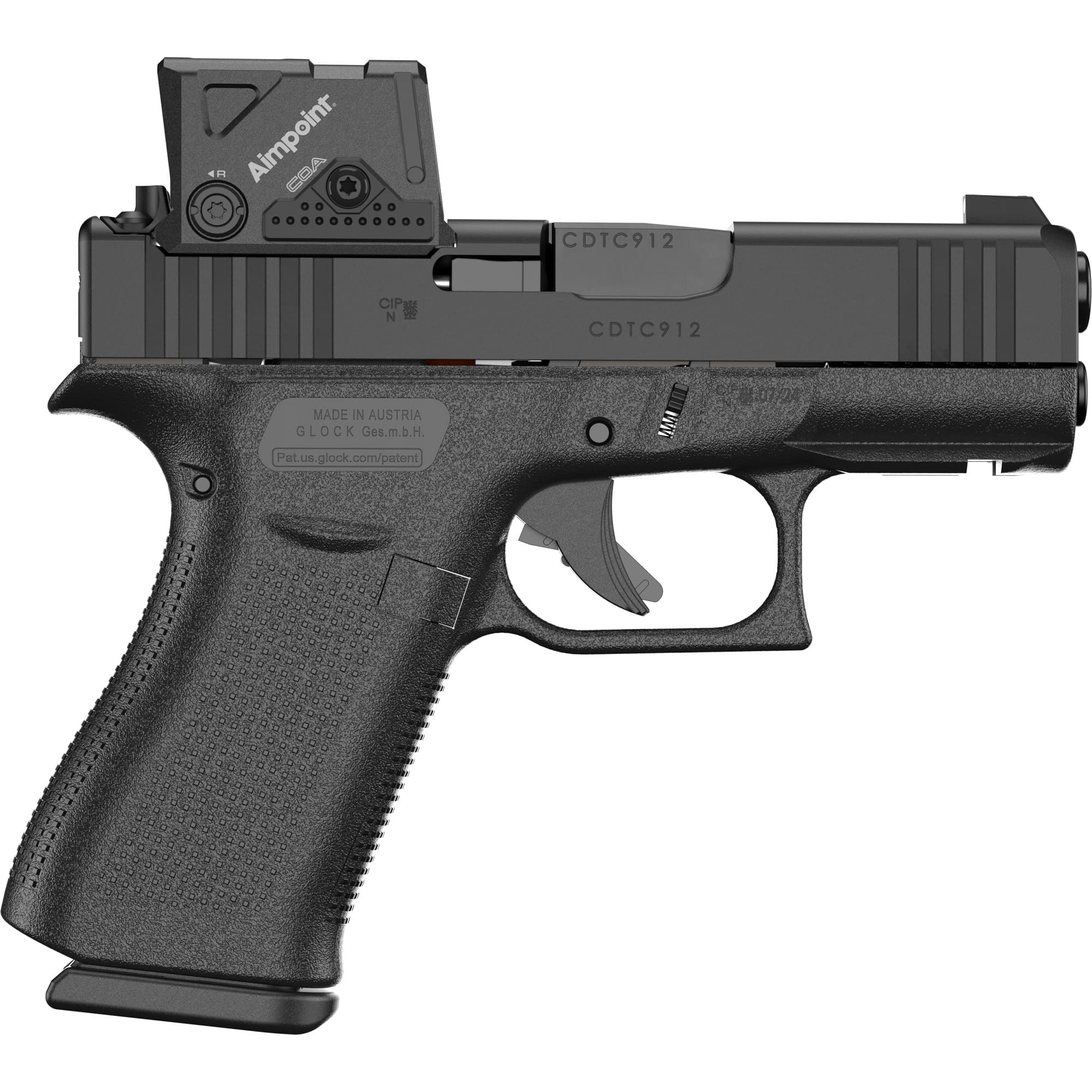 Glock G43X A-Cut 9mm Luger 3.43in 10rd Gray Finish Polymer Frame MOS