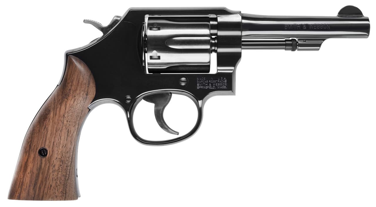 Smith and Wesson Model 10 38 Special Plus P 4 inch 6 Round Blued Steel Tyler Gun Works Walnut