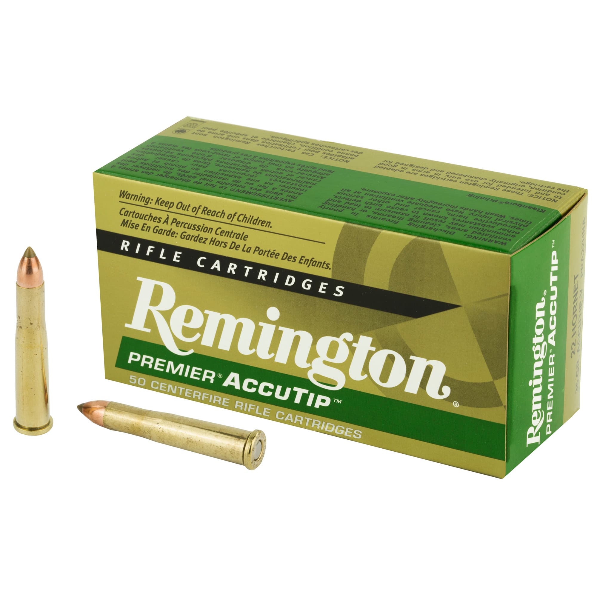 Remington Premier AccuTip 22 Hornet AccuTip V Polymer Tip 35 Grain 50 Rounds