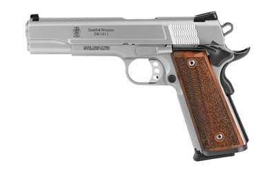 Smith and Wesson SW1911 9mm 5 inch 10 Rounds Matte Silver Wood Grip