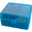 MTM Flip Top Ammo Box for 22-250/.243/.308 Win/.220 Swift 100 Rounds Clear Blue