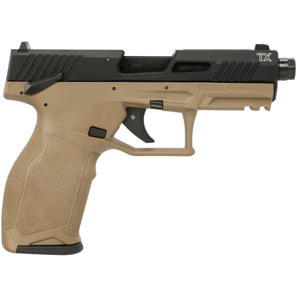Taurus 2TX 22 Long Rifle 4.60 Inch 16+1 Flat Dark Earth Polymer Serrated Slide