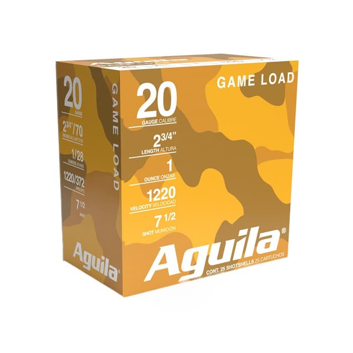 Aguila High Velocity Shotgun Game Load 20 Gauge 7.5 Shot 1 Ounce 25 Rounds