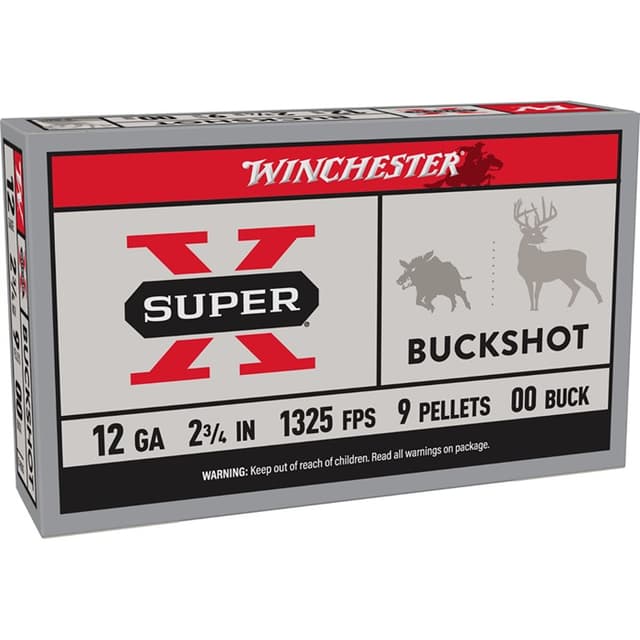 Winchester Super-X 12 Gauge 2.75 Inch #00 Buckshot 1325 Feet Per Second 9 Pellets 5 Rounds