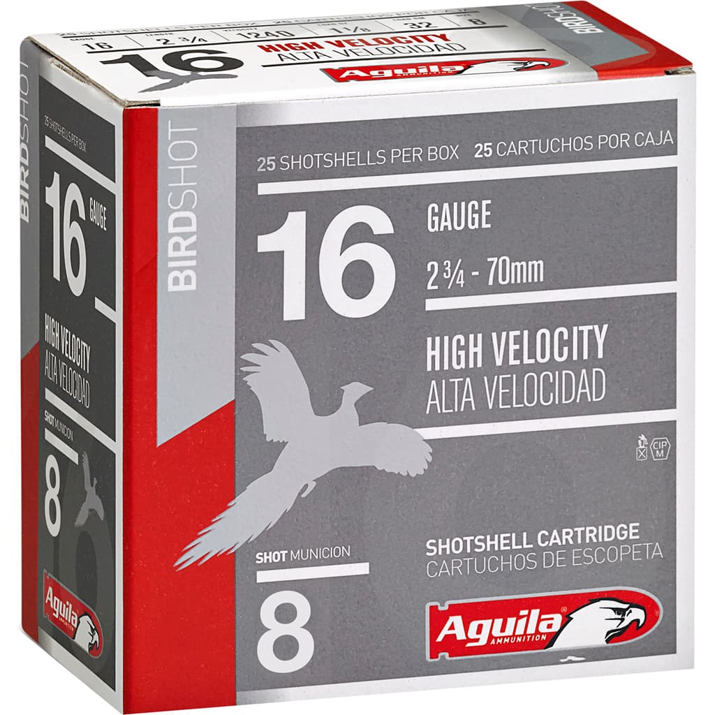 Aguila High Velocity Shotgun Game Load 16 Gauge 8 Shot 1 1/8 Ounce 25 Rounds