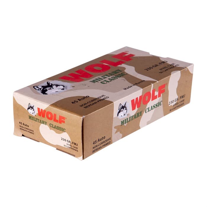Wolf Ammunition WPA Military Classic 45 Auto Full Metal Jacket 230 Grain 50 Rounds