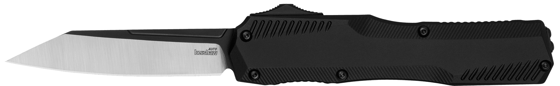 Kershaw 9000R Livewire  Automatic 3.30" OTF Reverse Tanto Plain Black PVD Flats/Satin Grinds CPM MagnaCut Steel Blade, Black Anodized Aluminum Handle