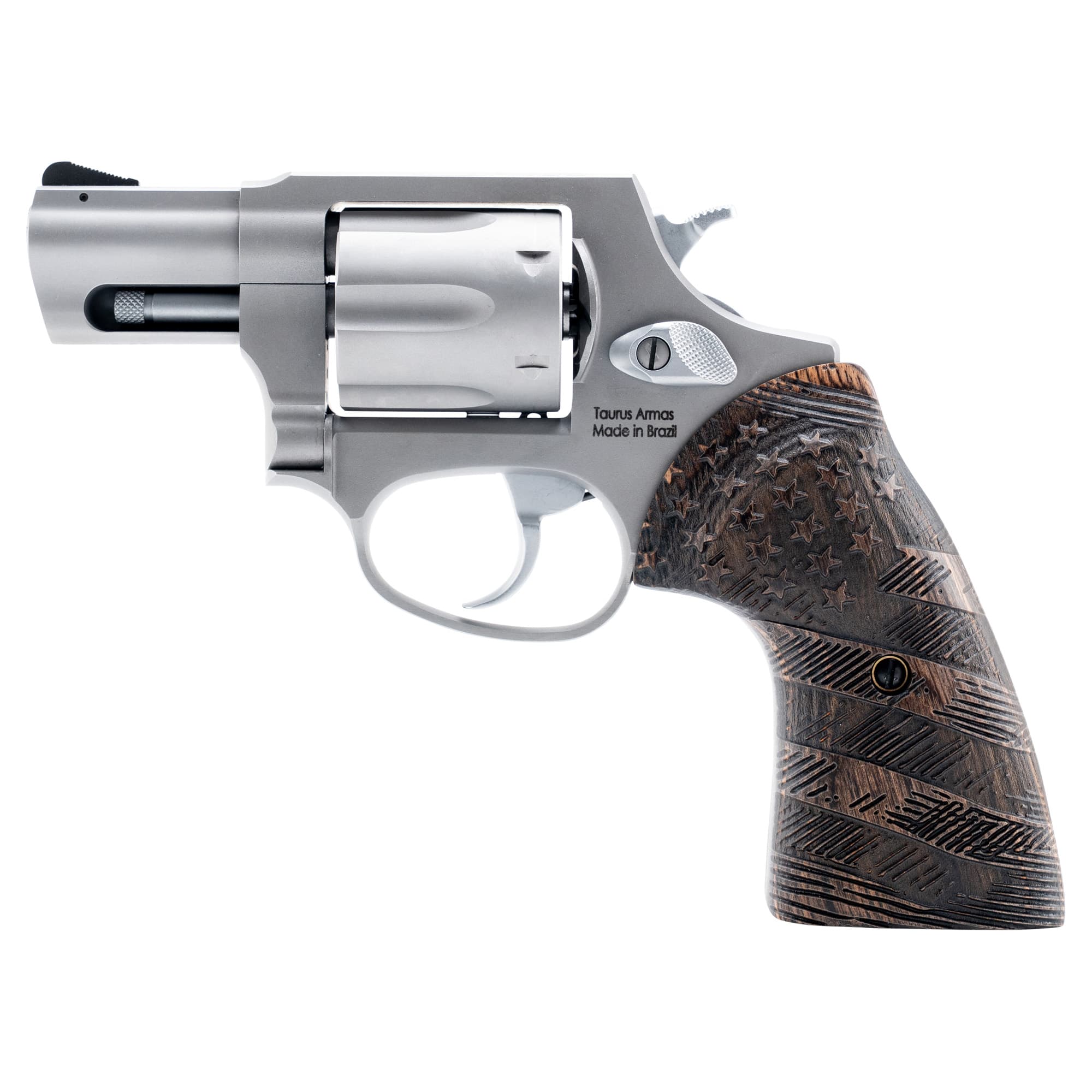 Taurus 856 38 Special 2 Inch 6 Shot Matte Stainless Steel Polished Cylinder Wood Grip