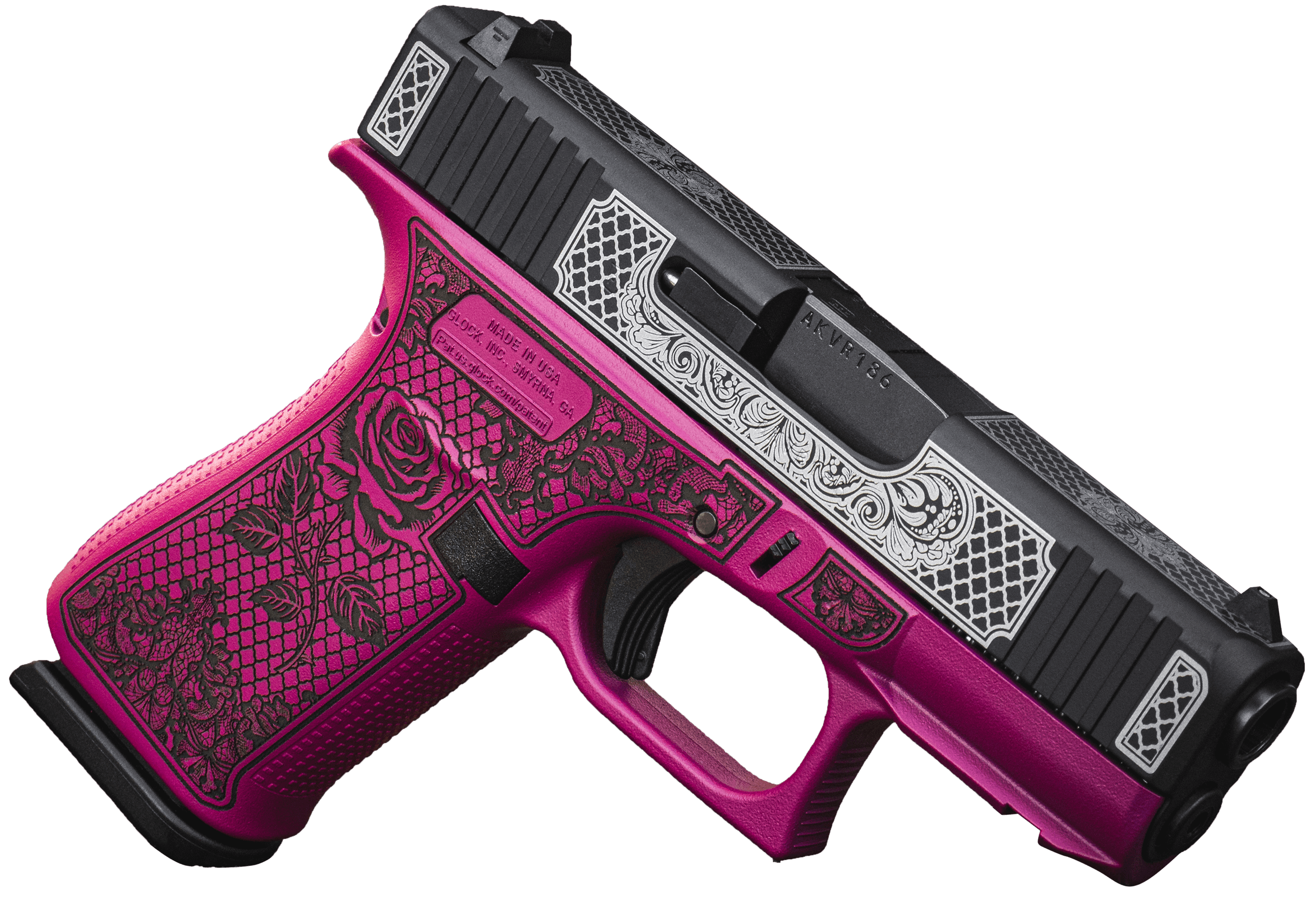 Glock G43X 9mm 3.41" 10+1 Black Cherry Lace with Rose Cerakote