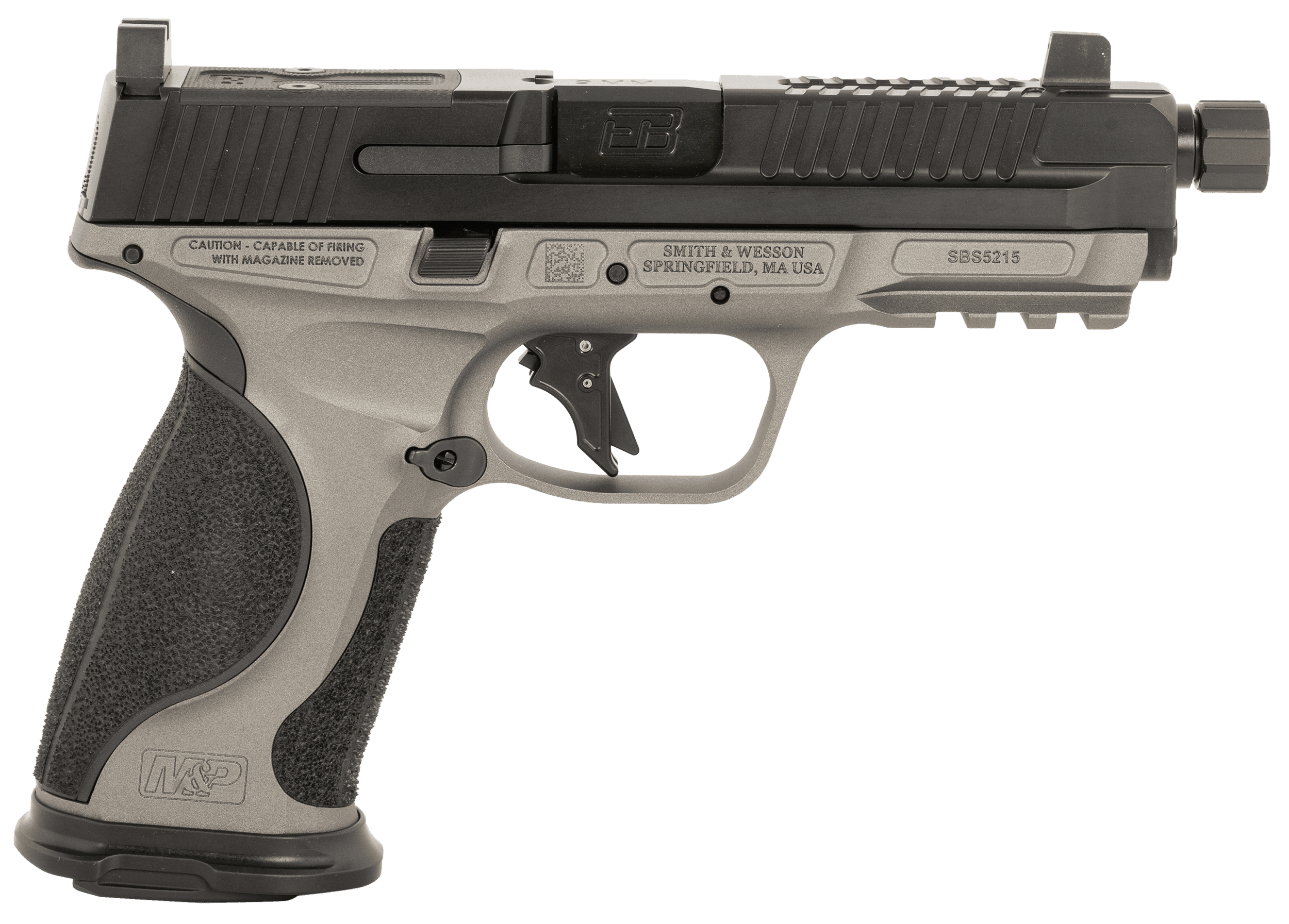 Ed Brown MPFTACT Fueled M&P Tactical 9mm Luger 19+1 4.75" Black Nitride Match Grade Threaded Barrel, Black Nitride Optic Cut/Serrated Stainless Steel Slide